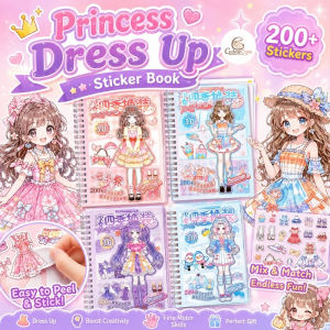 CuddleCove Girls DIY Dress Up Sticker Book Princess Makeup Cartoon Sticker Handmade Toy Quiet Book