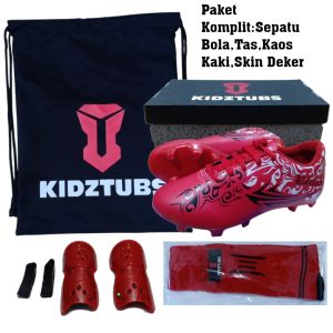 KIDZTUBS Sepatu Bola Anak Paket Komplit Sepatu Bola Tas Skin Deker Kaos Kaki Usia 6-10 Tahun Size 28 29 30 31 32 33 34 35 36 37 KDZ2042122824