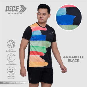 DICE Jersey Aquarelle Black Kaos Atasan Lari Running Cepat Kering Anti Bau
