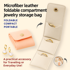 Microfiber Leather Light Luxury Compartment Jewelry Storage Bag Foldable Jewelry Storage Bag Envelope Flap Velvet Bag