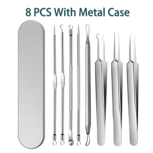 4PCS / 8PCS Blackhead Remover Kit Comedone Pimple Extractor Tool Acne Removal Kit Acne Needle Blemish Remover Set for Blackhead Whitehead Popping with Case
