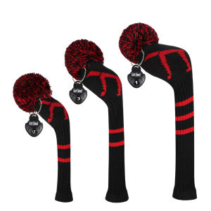 Scott Edward Golf Head Cover Set 3PcsAcrylic YarnMisprint Grey Alert Pink TwillBallWhite/Red SpiderDark Blue AlertDark Blue CombinationsSuitable for DriversFairway and HybridIndividualized Looking and Washable