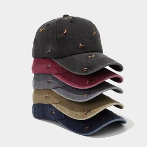 RGFV Punk Embroidery Puppy Cap Soft Washed Duckbill Cap Versatile UV Protection Vintage Baseball Cap Streetwear