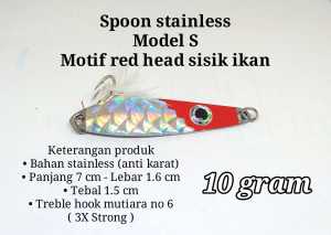 Lure Tailing Susun Stainless Steel Red Head Motif Sisik Ikan 10gr/13gr/17gr