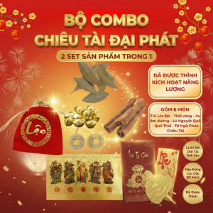 Vật phẩm bộ ngũ lộc 6 món - Túi nhung vàng thỏi xu Âm Dương lá thanh quế tờ ngũ phúc chỉ đỏ ( MẸO CÔ PHƯƠNG HẰNG )