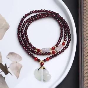 Natural garnet multi-strand bracelet 5mm Natural Jadeite A Material accessories Manufacturers wholesale best-selling products