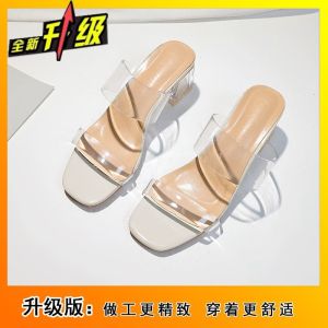 [Free Shipping] Trendy Transparent Platform Sandals For Women New Summer High-Heeled Slip-On Shoes