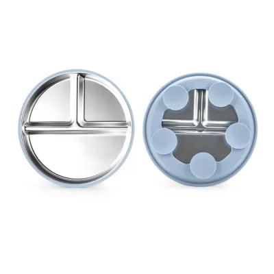 Stainless Steel Baby PlateBaby Feeding Plate with Suction Cup Kids Divided Tableware
