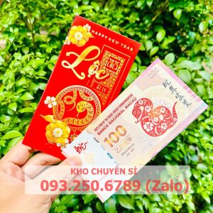 [SHIP HỎA TỐC] Combo 5 tấm tiền lì xì hình Rắn 100 Macao lưu niệm + bao lì xì 2025 quà tặng tết ý nghĩa