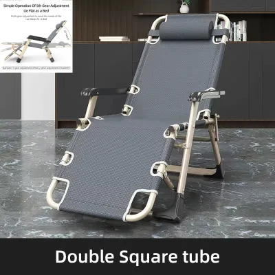 New Adjustable 2-in-1 Folding Chair and Bed with Thickened Steel Pipe and Comfortable Cushion - Ideal for Outdoor Seating Camping and Multi-Purpose Use