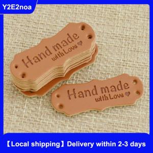 【Local shipping】 50Pcs PU Leather Tags Handmade With Love Labels Sewing Craft DIY Knittin Tags