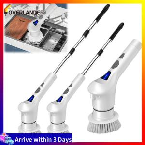 Electric Spin Scrubber with 8 Replaceable Brush Cordless Shower Scrubber with Adjustable Extension Handle Portable Power Shower Brush for Tile Floor