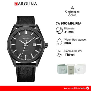 Jam Tangan Pria Christophe Arden CA 2005 MDLIPBA Black Dial Black Leather Strap