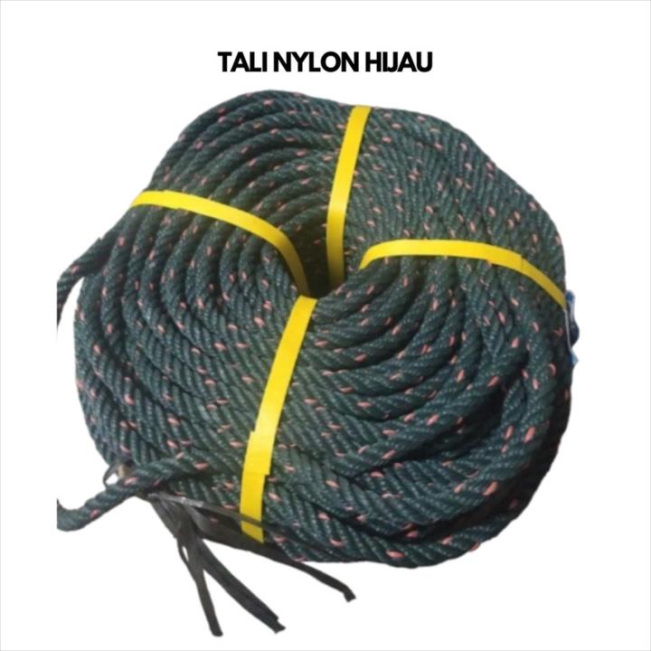 20 Meter Tali Nylon Tambang Kapal Nilon Hijau Tampar Dadung Ikat 7mm-MB ...