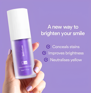 V34 Colour Corrector Toothpaste Teeth Whitening Oral Cleaning Mousse Clean Dirt To Teeth To Remove Yellow Bright White Teeth Purple Toothpaste