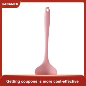 【CANAMEK 】 Silicone Soup Ladle Large Capacity Long Handle Ramen Spoon Non Slip Grip Kitchen Utensil for Soup Serving