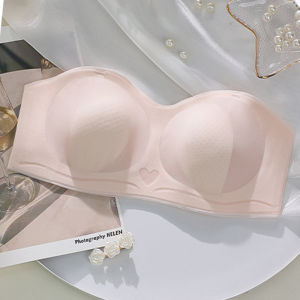 INTIMA Ultra-Thin Super Non-Slip Invisible Strapless Bra for Women No-Wire Push Up Seamless Underwear Tube Top Rabbit Ear Cup Wrap Lingerie