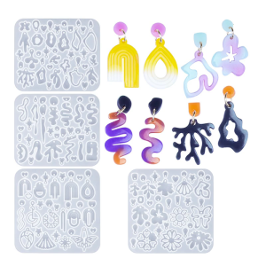 Set of 4 Geometric Irregular Earring Epoxy Mold Earring Pendant Mold for Craft Enthusiasts Making Tool
