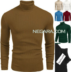 Turtle Neck Rib Pria Lengan Panjang / Kaos Kerah Tinggi Pria Lengan Panjang Basic Tee / Kaos Rib Pria Leher Tinggi Model Terbaru dan Terlaris