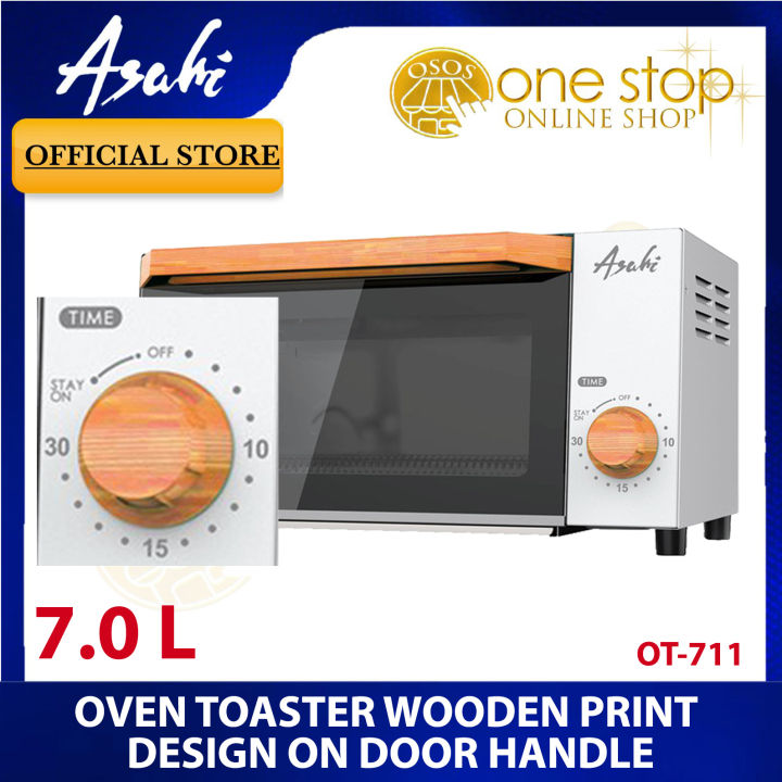 Asahi Original 7Liters Oven Toaster Wooden Print Design on Door Handle