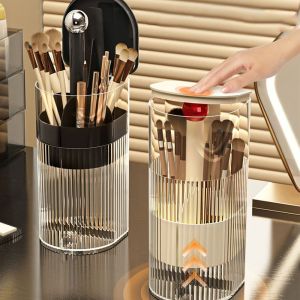 MKEB MALL Có Nắp Giá để cọ trang điểm nâng tự động Trong suốt Chống bụi Hộp đựng mỹ phẩm Sáng Tạo Tiết kiệm không gian Hộp đựng cọ trang điểm Cho bàn chải