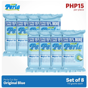 Perla Cut Laundry Bar 110g – Set of 8 Original Blue | Whitening Specialist | Prevents Yellowing