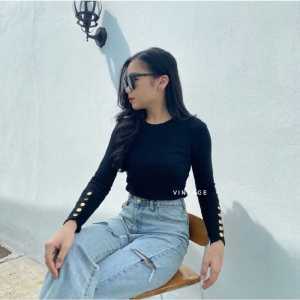 Baju wanita Inara Top Blouse Atasan Rajut Kaos Long sleeve Wanita Korean Style