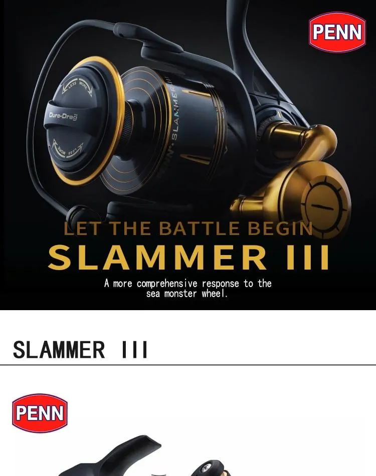 PENN SLAMMER III SLAIII 3500-10500 Spinning Fishing Reel 6+1BB Full Metal  Body CNC Gear IPX6 Sealed Saltwater Reels