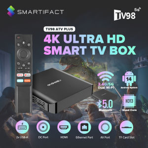 Smartifact MXQ Pro TV98 ATV Plus Ultra HD 8K Smart TV Box Support 2.4G / 5G Dual WiFi Bluetooth 5.0 Android 13 Smart TV BOX 8+128GB Allwinner H313 Quad Core Media Player Set Support DLNA Airplay Miracast TV Receivers