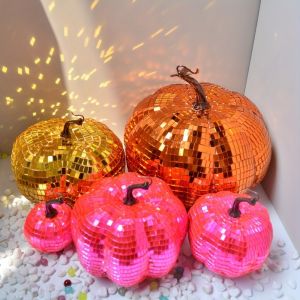 MARBLEX Colorful Mirror Pumpkin Ornament Exquisite Small Size Pumpkin Figurines High Quality Pumpkin Home Decor Halloween Party