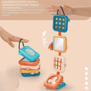 RIACHTAIS Folding Busy Cube Toy Puzzle with Mirror Sensory Board Intelligent Cube Montessori Multifunctional Stacking Toy Kids Activity Center