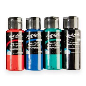 Mont Marte SuperCell Pouring Paint Set 4pc x 60ml -Galaxy/Night Sky/ Coral Reef/Tropical Ocean