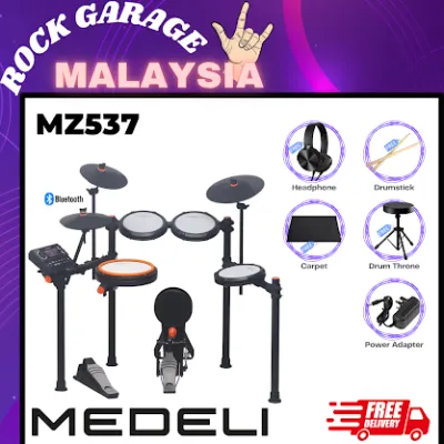 Medeli MZ537 Digital Electric Drum Set Package with Throne-Black ( MZ537)