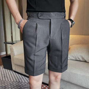 British Style Summer Mens Shorts High Quality Knee Length Casual Short Pants 4 Color Luxury Slim Fit Business Short Pant Homme