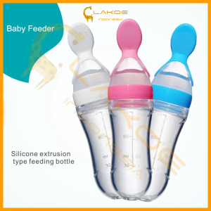 LAKOE Botol Dot Silicone sendok makan bayi