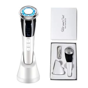 4 in 1 Skin Care Warming and Cooling Microcurrent Facial Device Red Blue Light Photon Face Neck Massager Kit for Beauty at Home