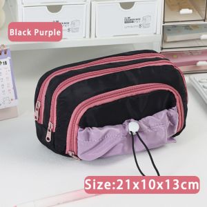 MUNCHX Zipper Pen Bag Five-Layer Drawstring Pencil Case Fashion Large Capacity Stationery Organizer Student
