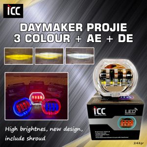 Lampu Utama LED Projie Crystal Daymaker 4 Mata 8D Lensa ICC