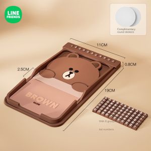 (3 IN 1)100% Authentic Line Friends Multifunctional Mobile Phone Holder Car Phone Number Display Plate Car Mounts Parking Mobile Phone Number Plate Parking Sign Birthday Gift Car Accessories LFB153