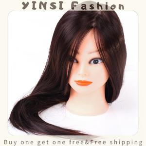 YINSI Professional Manequin head Human Hair Barber Practice Hairstyle Hairdresser Doll