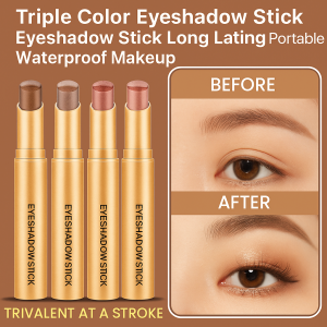 【A Touch of Three Colors】Golden Diamond Three-Color Lazy Eyeshadow Stick Long Lasting Sweatproof Shimmer Gradient Pen Stereo Velvet Shimmer Earth Color Three-color Eyeshadow