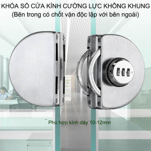 Khóa số cửa kính cường lực có chốt vặn khóa bên trong bằng inox 304 trang bị 3 mã số có thể thay đổi được