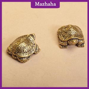 Mazhaha เครื่องประดับเต่าทองเหลืองโบราณรูปปั้นสัตว์ยืนยาวเครื่องประดับบ้านสำนักงานตกแต่งจำลอง1ชิ้น