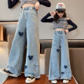 Jeans for Girls New Wide Leg Pants for Kids 6-16yrs Trousers Fashion Loose Casual Denim Pants Jeans Aesthetic Hight Waist Baggy Pants Teens Girls Korean Style Childrens High Quality Pants. 