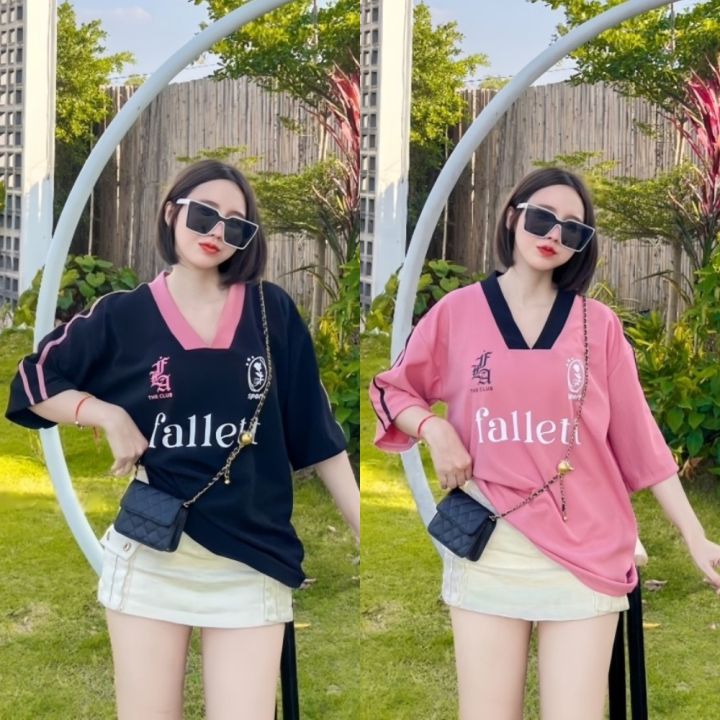 Korean Style women T-shirt short sleeve V neck top graphic print large ...