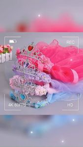Flower Girls Hair Wreath Headband for Rhinestone crown Crown Garland with Tulle Veil Festivals Wedding Party Headpiece