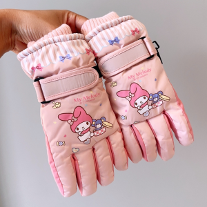 Children Ski Gloves Winter Warm Cartoon Girls Students Outdoor Riding Waterproof Windproof Thickened Cold-Proof Play Snow