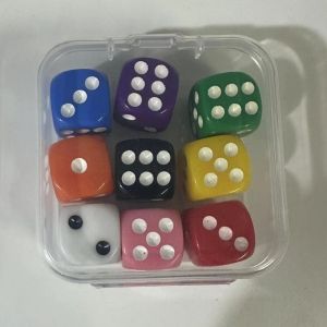 MELODI 14mm/16mm Boxed 9 Pieces Dice Acrylic Transparent Boxed Dice 6 Sided Drinking Dice Game Accessory Cubes RPG Dice