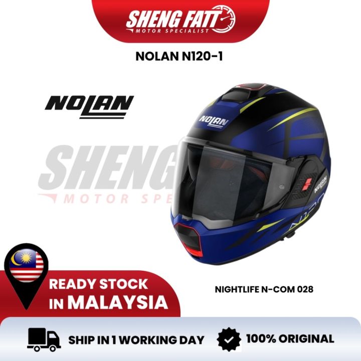 harga helmet nolan di malaysia NOLAN N120-1 Nightlife 028 Full Face Helmet Motor Visor Flip Back Helmet  Modular Helmet Original Superbike SIRIM N120 Helmet N7 Helmet N120 Battery  Nolan Motorcycle Helmets N20 Headgear - Lazada