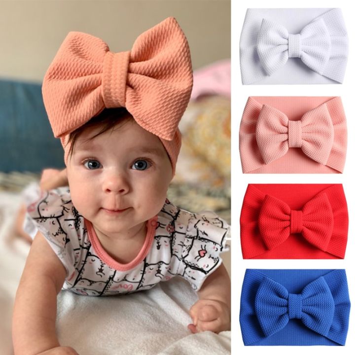 Big Bowknot Baby Girl Headband Solid Color Elastic Headbands